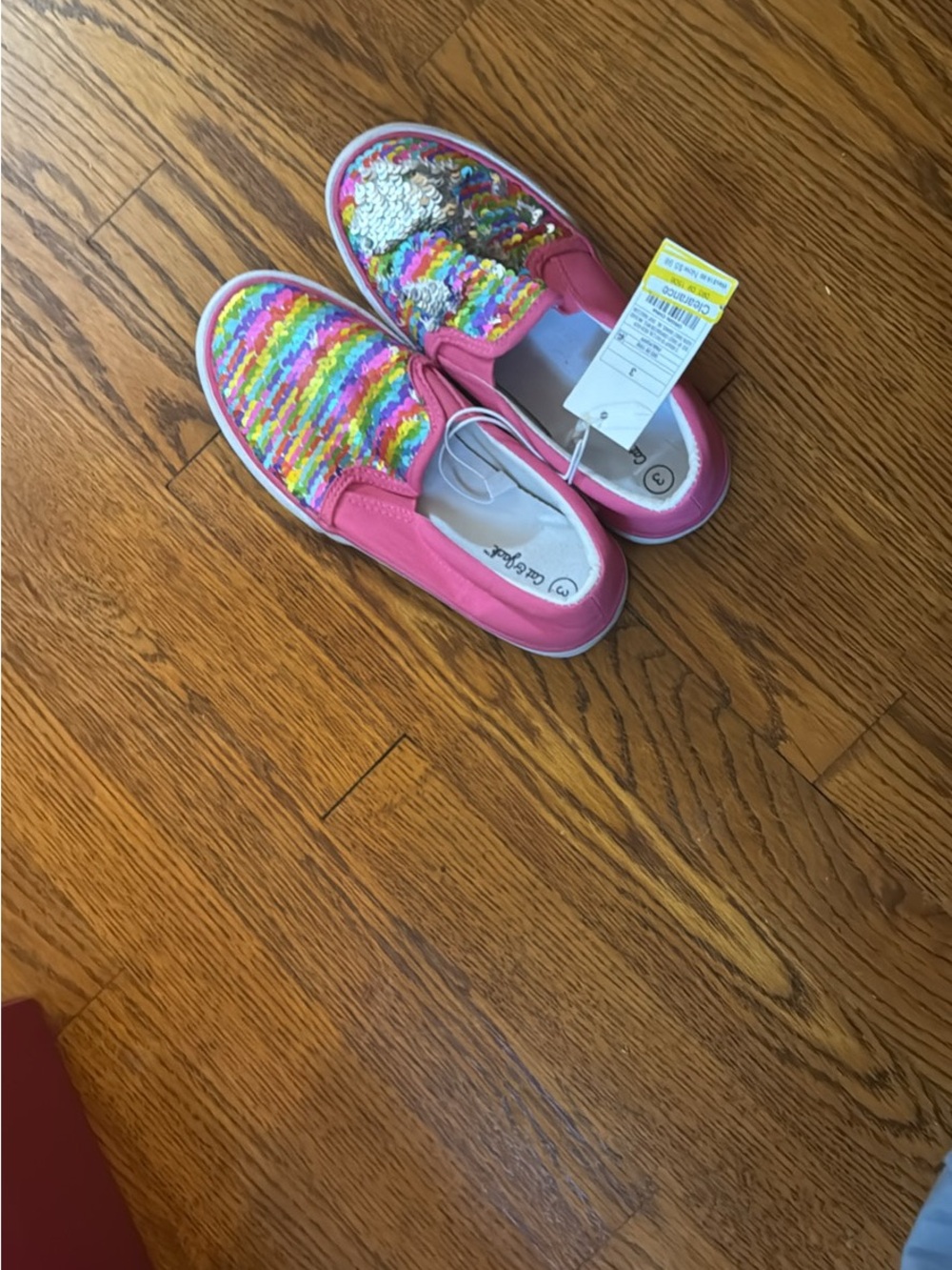Brand new with tags Cat & Jack Pink Slip-On Sneakers with Rainbow Sequins. Size